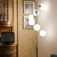 Stilnovo Galassia Floor Lamp in Glass and Base in Carrara Marble