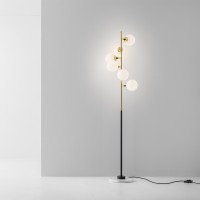 Stilnovo Galassia Floor Lamp in Glass and Base in Carrara Marble