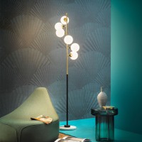 Stilnovo Galassia Floor Lamp in Glass and Base in Carrara Marble