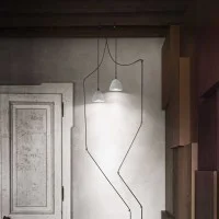 Ideal Lux Oil-4 Suspension Lamp in Cement with Adjustable Cable