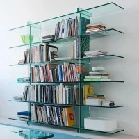 Fontana Arte Teso Bookcase 1989 in Glass By Renzo Piano