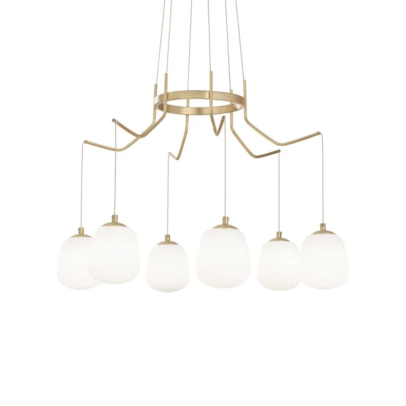 Ideal Lux Karousel LED Suspension Lamp in Metal and Blown Glass