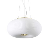 Ideal Lux Arizona Glass Suspension LED Lamp with Brass Details