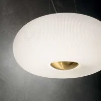 Ideal Lux Arizona Glass Suspension LED Lamp with Brass Details
