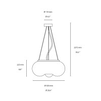 Ideal Lux Arizona Glass Suspension LED Lamp with Brass Details