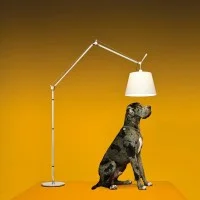 Artemide Tolomeo Mega Floor Dimmable LED Lamp in Parchment