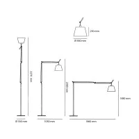 Artemide Tolomeo Mega Floor Dimmable LED Lamp in Parchment
