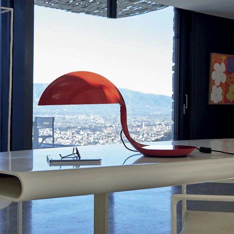 Martinelli Luce Cobra Red Table Lamp 50th Anniversary