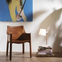 Ideal Lux Axel Table Lamp in Wood with Adjustable Lampshade