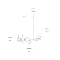 Ideal Lux Perlage LED Linear Horizontal Suspension Lamp in Glass