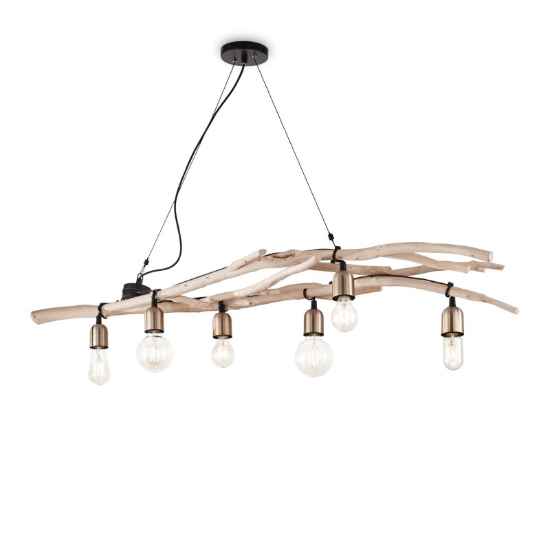 Ideal Lux Driftwood Suspension Lamp with Natural Wood Branches Ideal Lux Driftwood Suspension Lamp with Natural Wood Branches