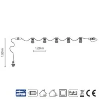 String Light 5 Lampholder E27 5 mt Outdoor Extendable Black String Light 5 Lampholder E27 5 mt Outdoor Extendable Black
