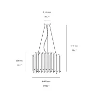 Ideal Lux Pan Circular Suspension Lamp with Golden Tubes