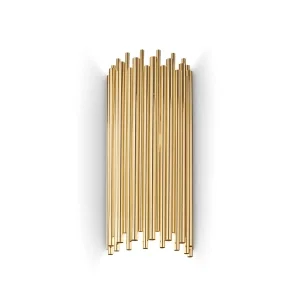 Ideal Lux Pan Elegant Wall Lamp with Golden Metallic Tubes