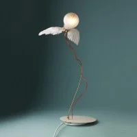 Ingo Maurer Lucellino Iconic Table Lamp with Goose Feather Wings