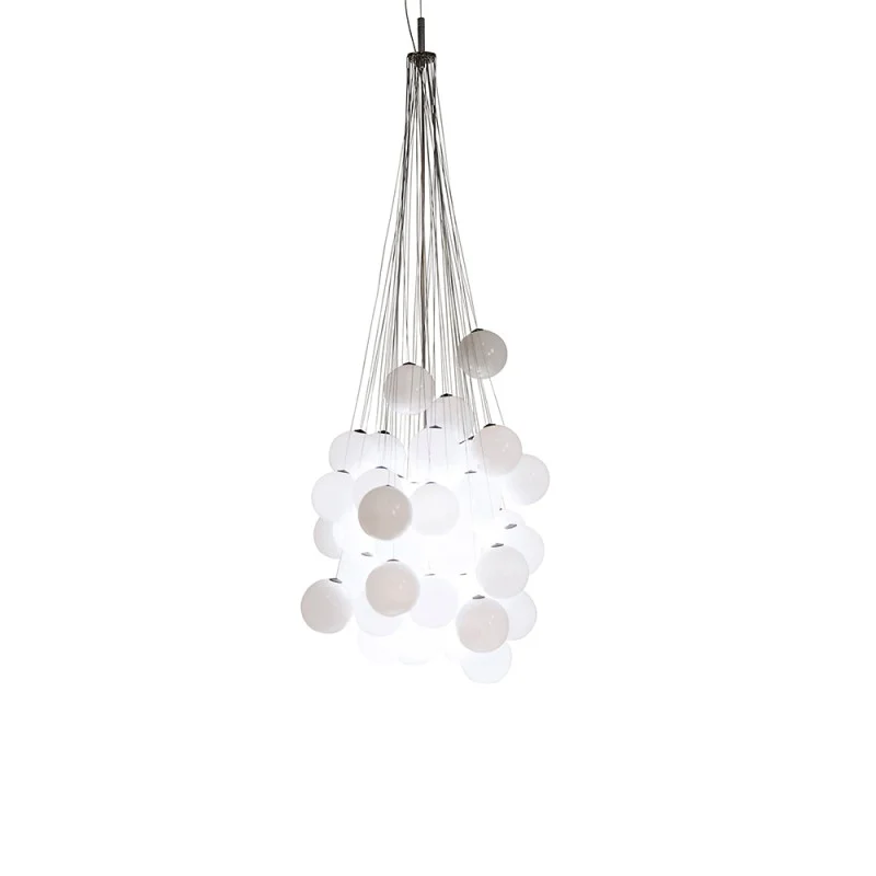 Luceplan Stochastic 48 Spheres Modular Suspension Lamp White