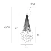 Luceplan Stochastic 48 Spheres Modular Suspension Lamp White
