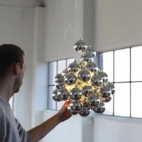 Luceplan Stochastic 48 Spheres Modular Suspension Lamp White