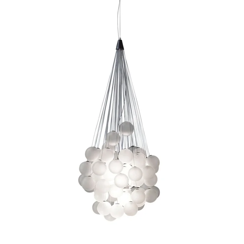 Luceplan Stochastic 72 Spheres Modular Suspension Lamp White Luceplan Stochastic 72 Spheres Modular Suspension Lamp White