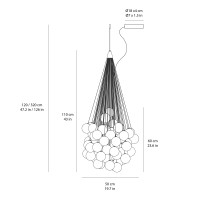 Luceplan Stochastic 72 Spheres Modular Suspension Lamp White