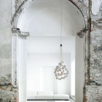 Luceplan Stochastic 72 Spheres Modular Suspension Lamp White