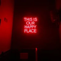 Bright Colored Neon Sign THIS IS OUR HAPPY PLACE