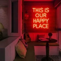 Insegna Luminosa Colorata al Neon THIS IS OUR HAPPY PLACE Insegna Luminosa Colorata al Neon THIS IS OUR HAPPY PLACE