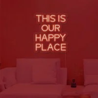 Bright Colored Neon Sign THIS IS OUR HAPPY PLACE