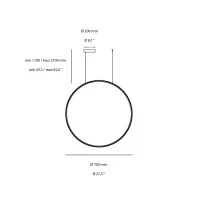 Artemide Discovery Vertical 70 LED Suspension Lamp with App Management