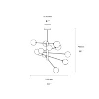 Ideal Lux Equinoxe SP8 Suspension Lamp with Spherical Diffusers