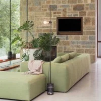 Ideal Lux Eva Lampada da Terra con Base in Marmo Circolare