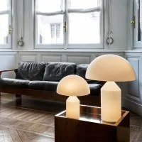 Oluce Atollo 236 Vetro Lampada da Tavolo a Luce Diretta e Riflessa
