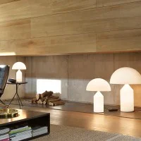 Oluce Atollo 235 Vetro Lampada da Tavolo Dimmerabile