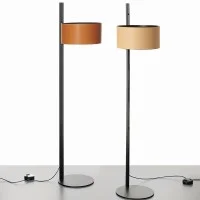Oluce Parallel Floor Lamp in Leather for Indoor