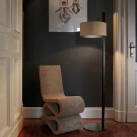 Oluce Parallel Floor Lamp in Leather for Indoor