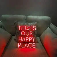 Bright Colored Neon Sign THIS IS OUR HAPPY PLACE