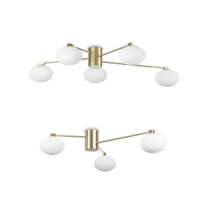 Ideal Lux Hermes Elegant Ceiling Lamp with Blown Glass Diffusers