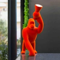 Qeeboo Kong XS Velvet Gorilla LED da Tavolo in Velluto