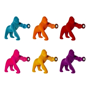 Qeeboo Kong XS Velvet Gorilla LED da Tavolo in Velluto