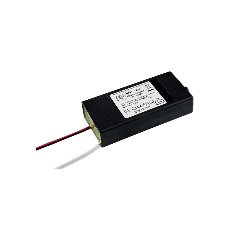 Alimentatore CE30 30W 24VDC Dimmerabile TRIAC per LED di Potenza IP65 Alimentatore CE30 30W 24VDC Dimmerabile TRIAC per LED di Potenza IP65