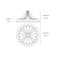 Astep Model 2109/20 Suspension Lamp with Blown Glass Spheres