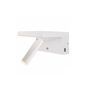 Beneito Faure Beam 230V LED 5W 2700K 380lm Dimmer 2x USB Lampada da Parete Regolabile Bianco