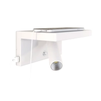 Beneito Faure Beam 230V LED 5W 2700K 380lm Dimmer 2x USB Lampada da Parete Regolabile Bianco