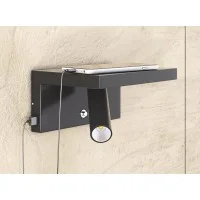 Beneito Faure Beam 230V LED 5W 2700K 380lm Dimmer 2x USB Lampada da Parete Regolabile Nero