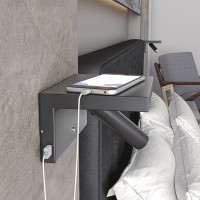 Beneito Faure Beam 230V LED 5W 2700K 380lm Dimmer 2x USB Lampada da Parete Regolabile Nero
