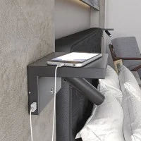 Beneito Faure Beam 230V LED 5W 2700K 380lm Dimmer 2x USB Lampada da Parete Regolabile Nero