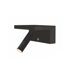 Beneito Faure Beam 230V LED 5W 2700K 380lm Dimmer 2x USB Lampada da Parete Regolabile Nero
