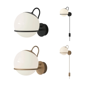 Astep Model 237/1 Elegant Wall Lamp with Blown Glass Sphere Diffuser