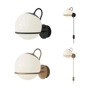 Astep Model 237/1 Elegant Wall Lamp with Blown Glass Sphere Diffuser