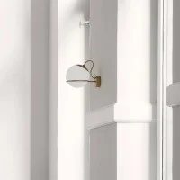 Astep Model 238/1 Elegant Wall Lamp with Blown Glass Sphere Diffuser Astep Model 238/1 Elegant Wall Lamp with Blown Glass Sphere Diffuser